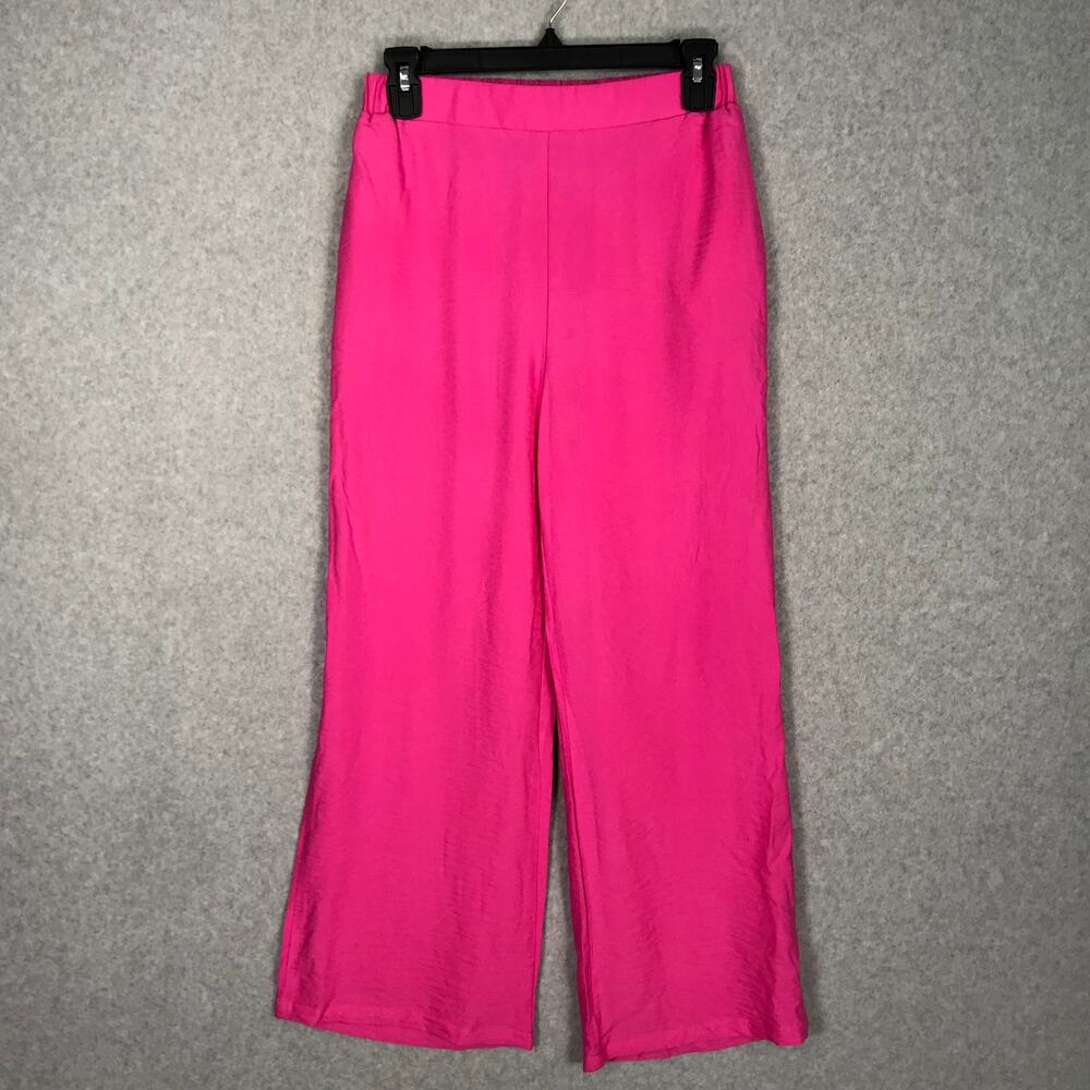 Happily Grey Pants Womens Medium Pink Wide Leg Crop Trouser Corpβ Resort Preppy